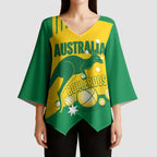 Custom Australia Petanque Kimono Sleeve Blouse Aussie Kangaroo Bouleroos National Color