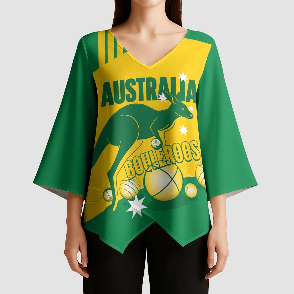 Custom Australia Petanque Kimono Sleeve Blouse Aussie Kangaroo Bouleroos National Color