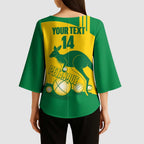 Custom Australia Petanque Kimono Sleeve Blouse Aussie Kangaroo Bouleroos National Color
