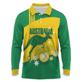 Custom Australia Petanque Long Sleeve Polo Shirt Aussie Kangaroo Bouleroos National Color
