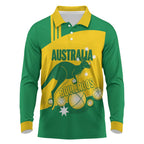 Custom Australia Petanque Long Sleeve Polo Shirt Aussie Kangaroo Bouleroos National Color