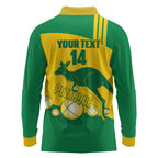 Custom Australia Petanque Long Sleeve Polo Shirt Aussie Kangaroo Bouleroos National Color