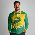 Custom Australia Petanque Long Sleeve Polo Shirt Aussie Kangaroo Bouleroos National Color