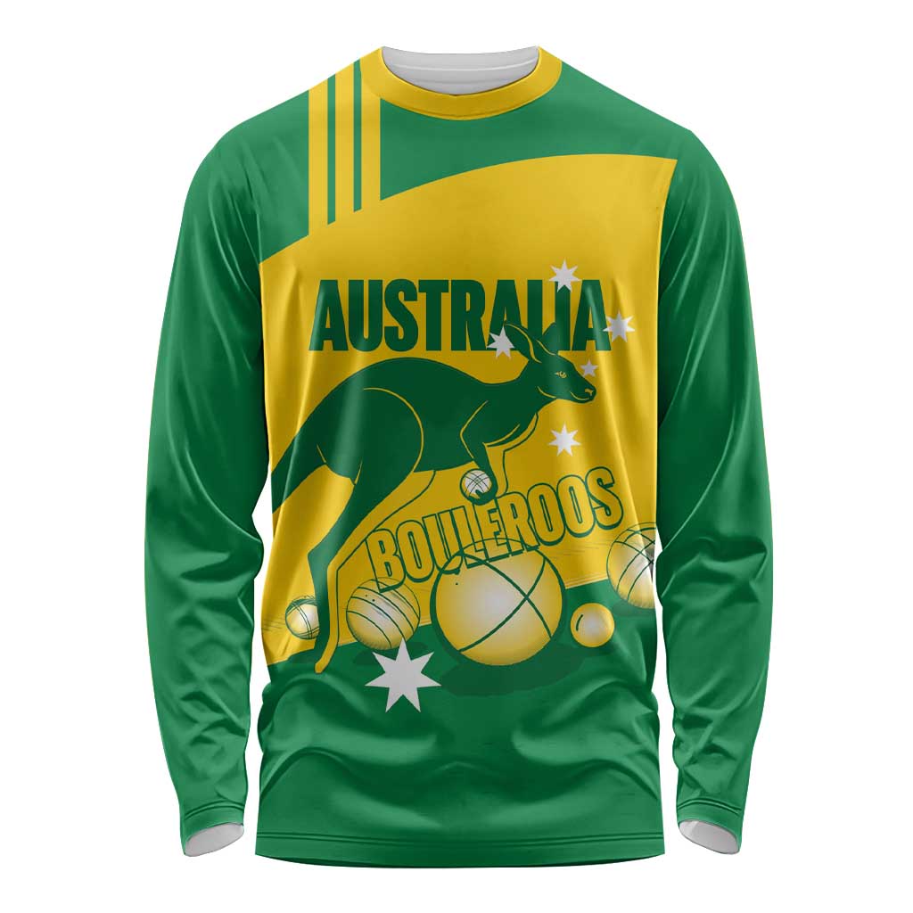 Custom Australia Petanque Long Sleeve Shirt Aussie Kangaroo Bouleroos National Color