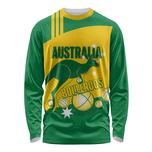 Custom Australia Petanque Long Sleeve Shirt Aussie Kangaroo Bouleroos National Color