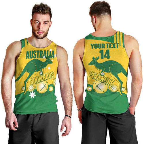 Custom Australia Petanque Men Tank Top Aussie Kangaroo Bouleroos National Color
