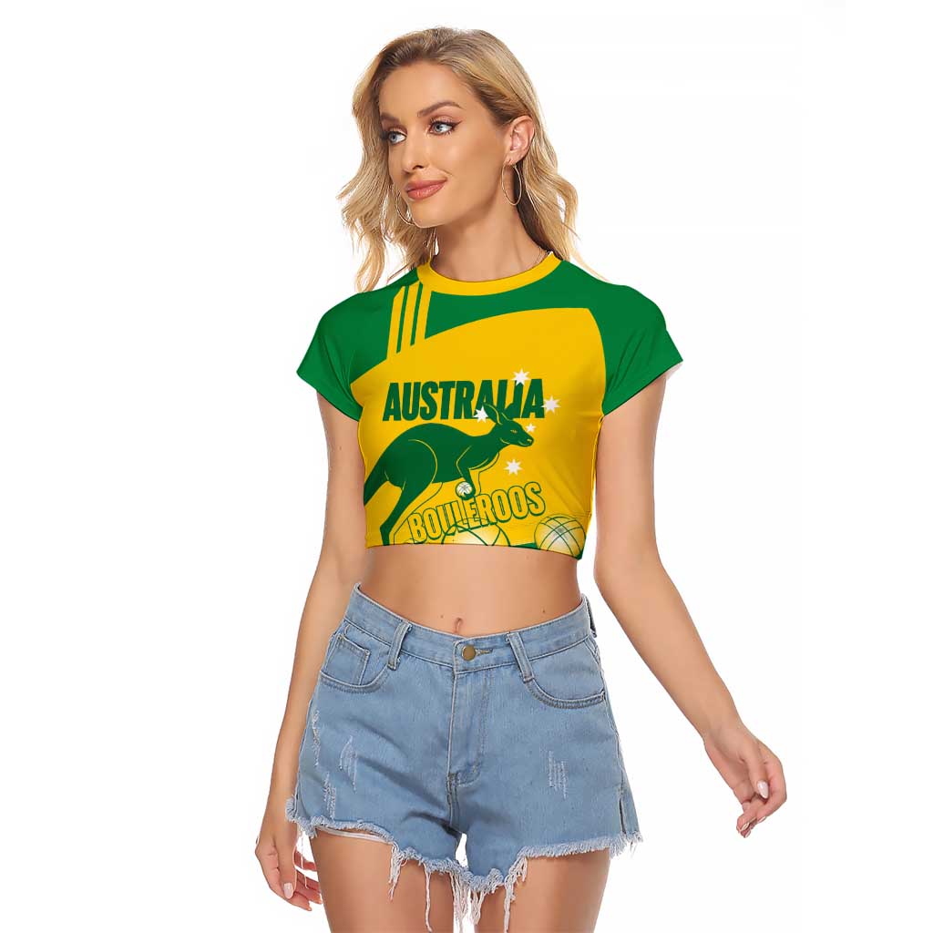 Custom Australia Petanque Raglan Cropped T Shirt Aussie Kangaroo Bouleroos National Color
