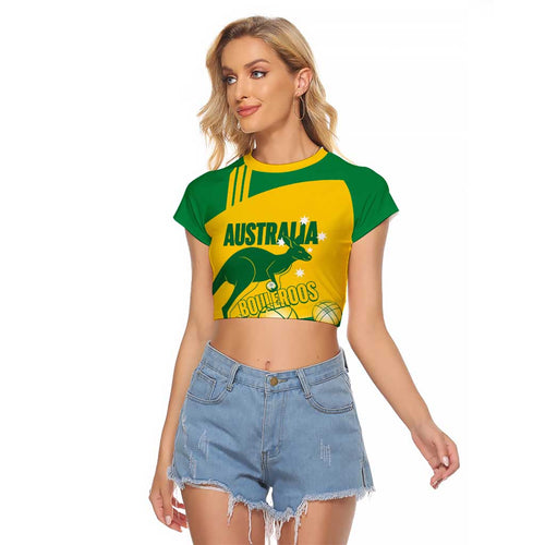 Custom Australia Petanque Raglan Cropped T Shirt Aussie Kangaroo Bouleroos National Color