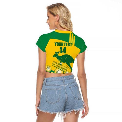 Custom Australia Petanque Raglan Cropped T Shirt Aussie Kangaroo Bouleroos National Color