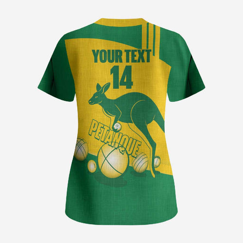 Custom Australia Petanque Scrub Top Aussie Kangaroo Bouleroos National Color