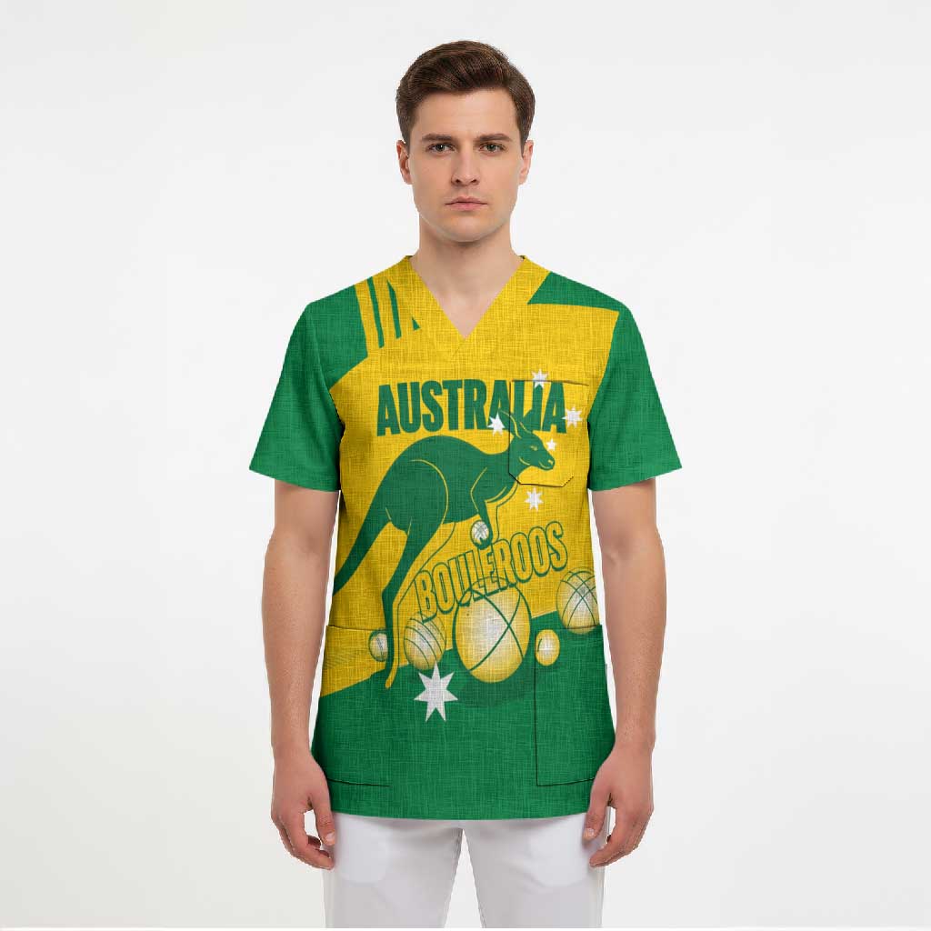 Custom Australia Petanque Scrub Top Aussie Kangaroo Bouleroos National Color