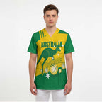 Custom Australia Petanque Scrub Top Aussie Kangaroo Bouleroos National Color