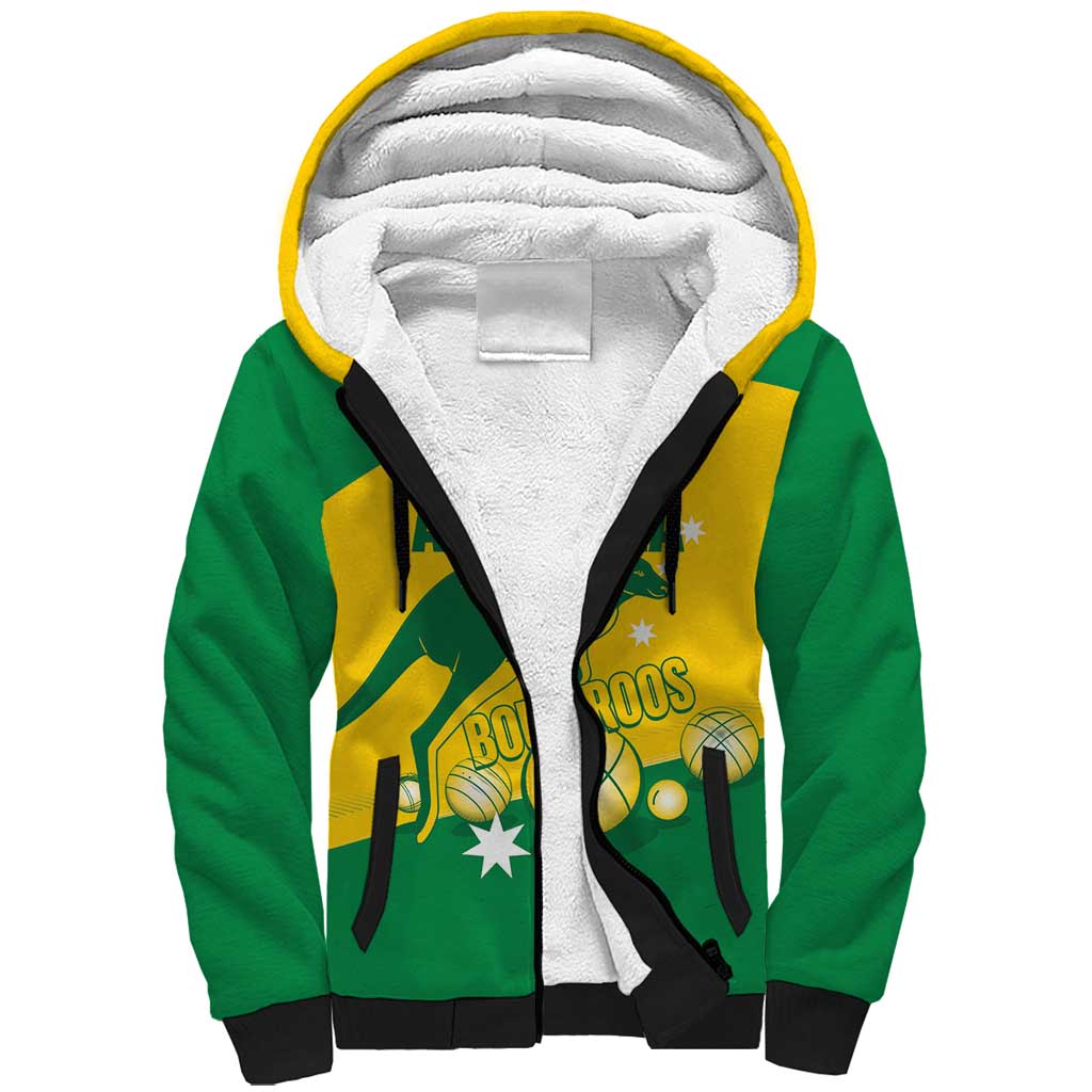 Custom Australia Petanque Sherpa Hoodie Aussie Kangaroo Bouleroos National Color