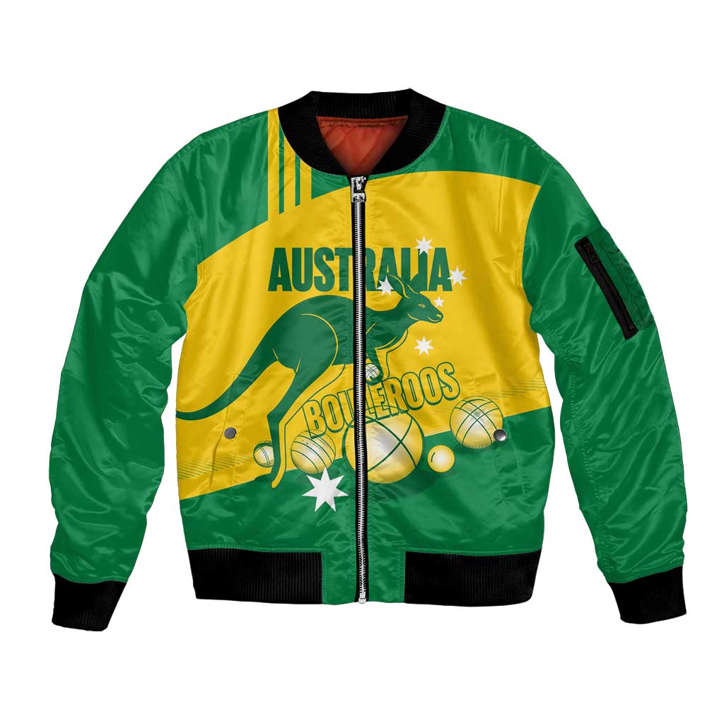 Custom Australia Petanque Sleeve Zip Bomber Jacket Aussie Kangaroo Bouleroos National Color
