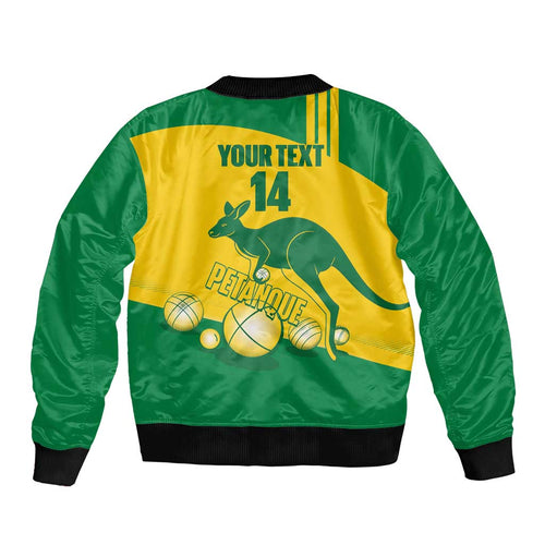Custom Australia Petanque Sleeve Zip Bomber Jacket Aussie Kangaroo Bouleroos National Color