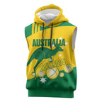 Custom Australia Petanque Sleeveless Hoodie Aussie Kangaroo Bouleroos National Color