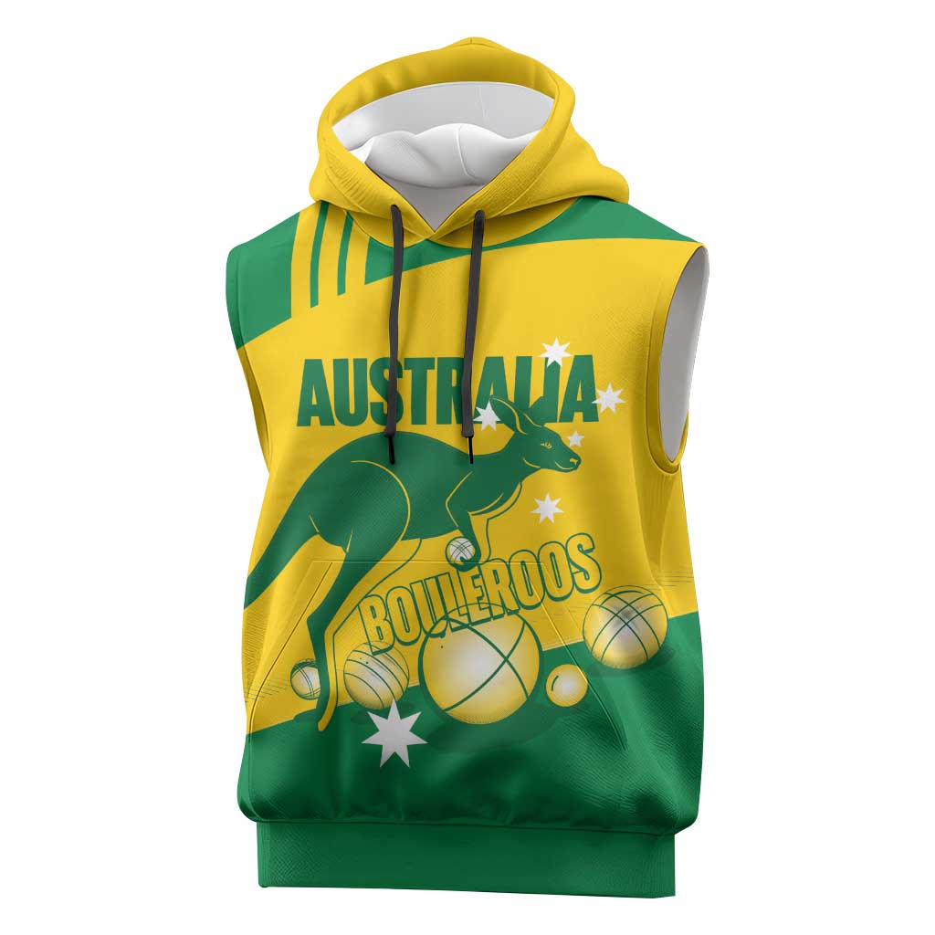 Custom Australia Petanque Sleeveless Hoodie Aussie Kangaroo Bouleroos National Color
