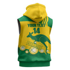 Custom Australia Petanque Sleeveless Hoodie Aussie Kangaroo Bouleroos National Color