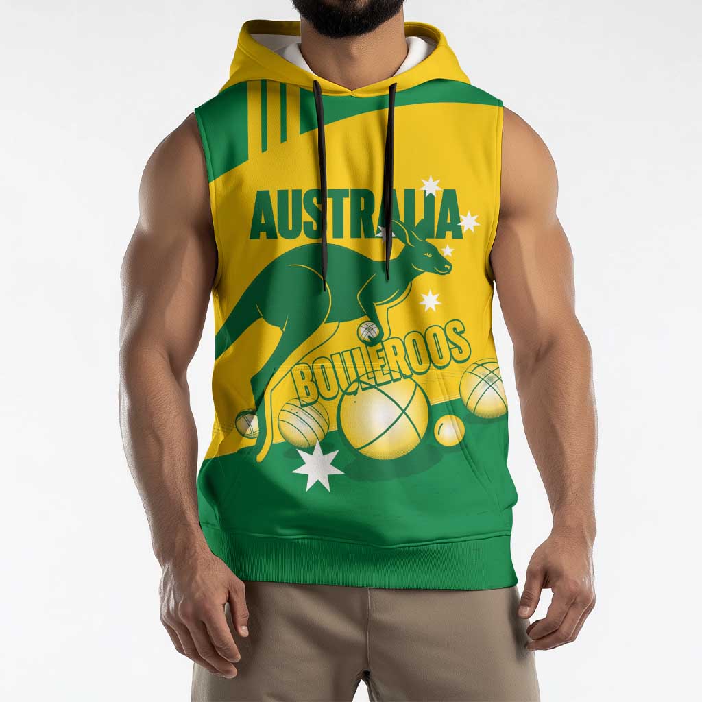 Custom Australia Petanque Sleeveless Hoodie Aussie Kangaroo Bouleroos National Color