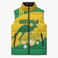 Custom Australia Petanque Sleeveless Puffer Jacket Aussie Kangaroo Bouleroos National Color