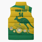 Custom Australia Petanque Sleeveless Puffer Jacket Aussie Kangaroo Bouleroos National Color