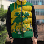 Custom Australia Petanque Sleeveless Puffer Jacket Aussie Kangaroo Bouleroos National Color