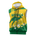 Custom Australia Petanque Sleeveless Zip Hoodie Aussie Kangaroo Bouleroos National Color