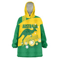 Custom Australia Petanque Wearable Blanket Hoodie Aussie Kangaroo Bouleroos National Color