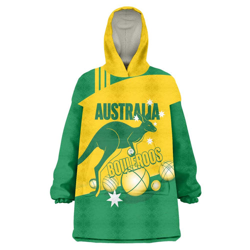 Custom Australia Petanque Wearable Blanket Hoodie Aussie Kangaroo Bouleroos National Color