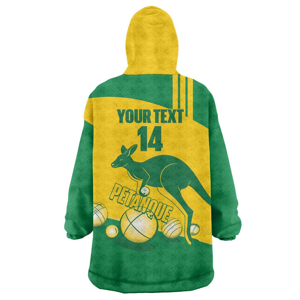Custom Australia Petanque Wearable Blanket Hoodie Aussie Kangaroo Bouleroos National Color