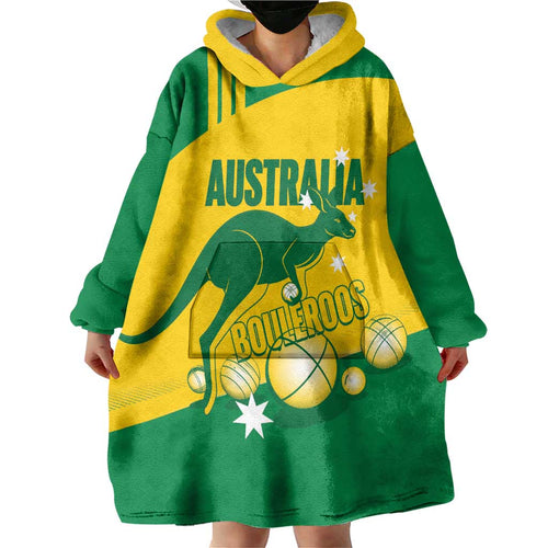 Custom Australia Petanque Wearable Blanket Hoodie Aussie Kangaroo Bouleroos National Color