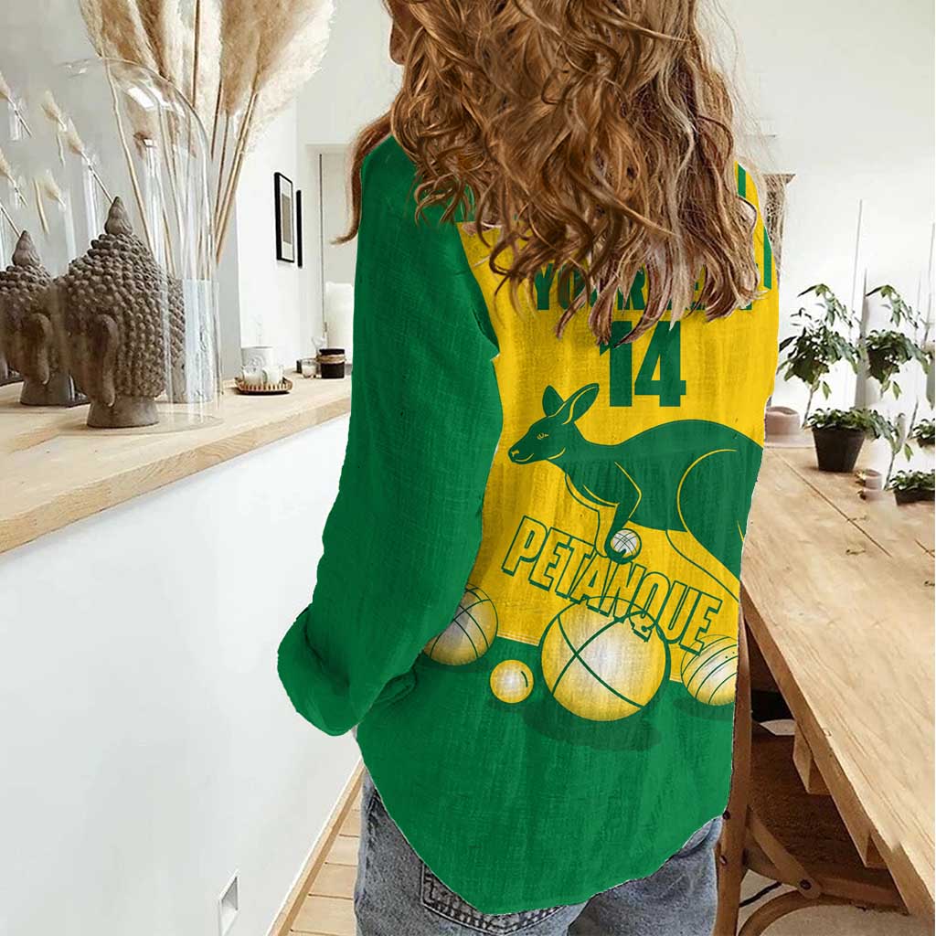 Custom Australia Petanque Women Casual Shirt Aussie Kangaroo Bouleroos National Color