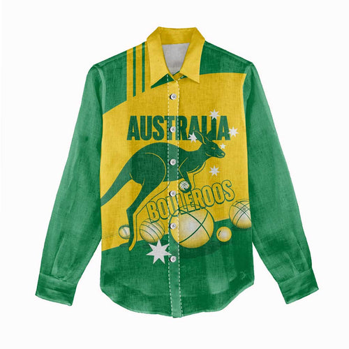 Custom Australia Petanque Women Casual Shirt Aussie Kangaroo Bouleroos National Color