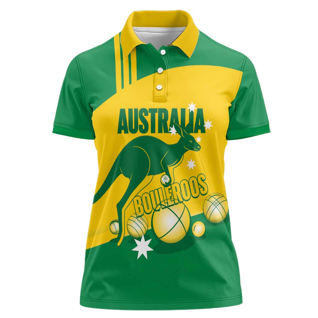 Custom Australia Petanque Women Polo Shirt Aussie Kangaroo Bouleroos National Color