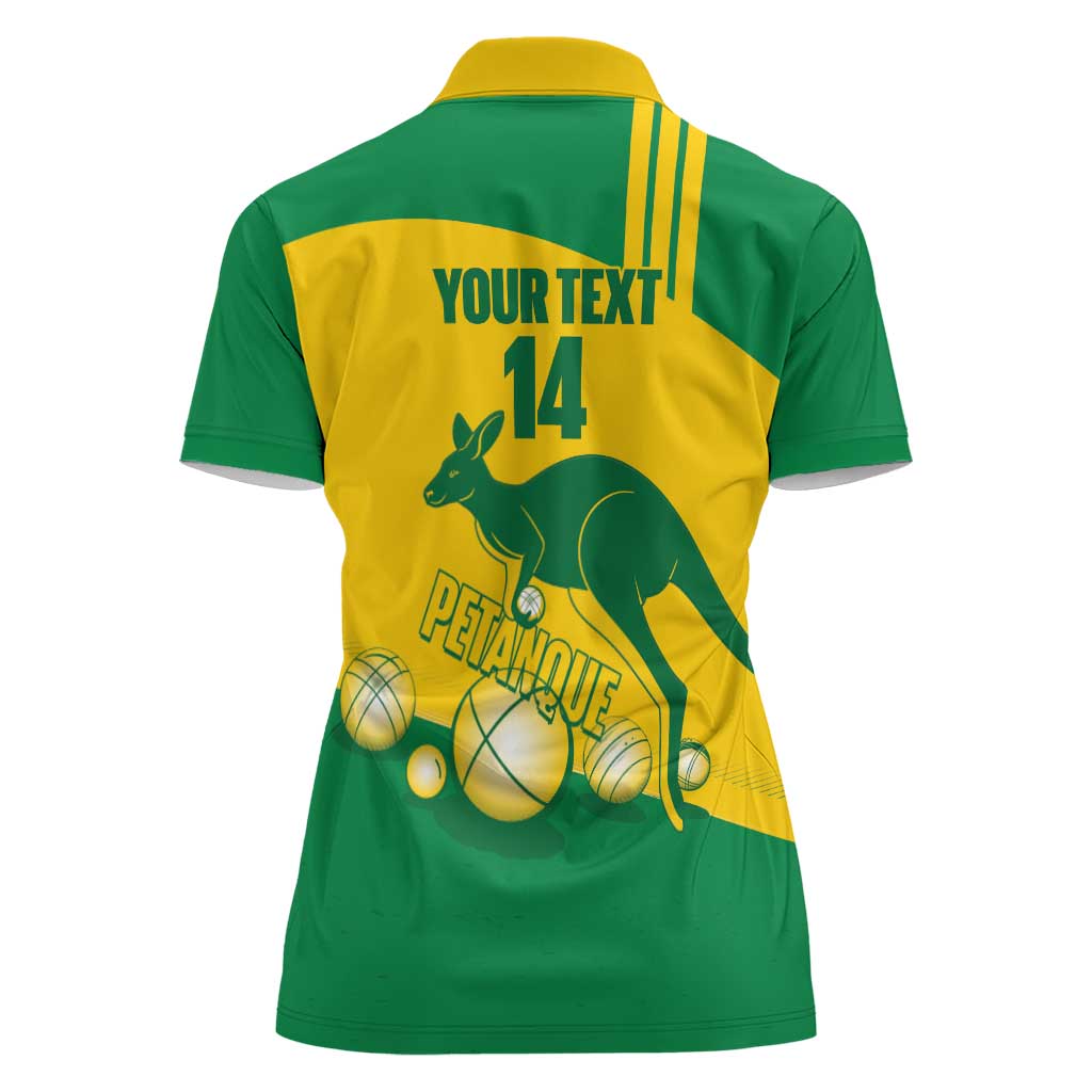 Custom Australia Petanque Women Polo Shirt Aussie Kangaroo Bouleroos National Color