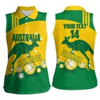 Custom Australia Petanque Women Sleeveless Polo Shirt Aussie Kangaroo Bouleroos National Color