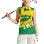 Custom Australia Petanque Women Sleeveless Polo Shirt Aussie Kangaroo Bouleroos National Color