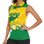 Custom Australia Petanque Women Sleeveless Polo Shirt Aussie Kangaroo Bouleroos National Color