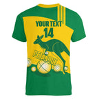 Custom Australia Petanque Women V-Neck T-Shirt Aussie Kangaroo Bouleroos National Color