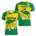 Custom Australia Petanque Women V-Neck T-Shirt Aussie Kangaroo Bouleroos National Color