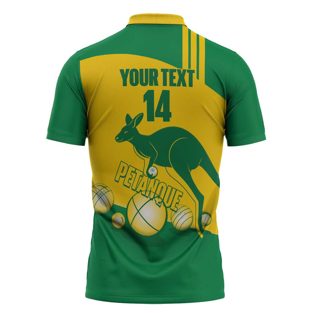 Custom Australia Petanque Zipper Polo Shirt Aussie Kangaroo Bouleroos National Color