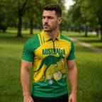 Custom Australia Petanque Zipper Polo Shirt Aussie Kangaroo Bouleroos National Color