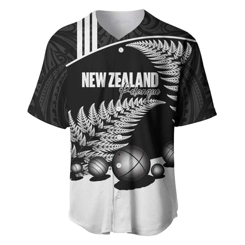 Custom New Zealand Silver Fern Petanque Baseball Jersey Aotearoa Maori Pattern