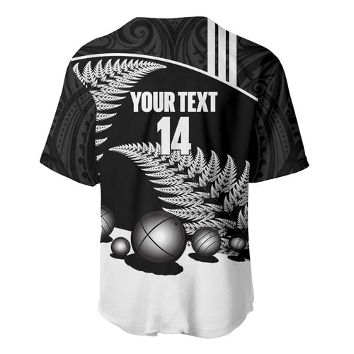 Custom New Zealand Silver Fern Petanque Baseball Jersey Aotearoa Maori Pattern