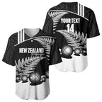Custom New Zealand Silver Fern Petanque Baseball Jersey Aotearoa Maori Pattern