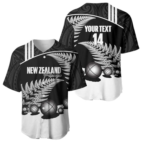 Custom New Zealand Silver Fern Petanque Baseball Jersey Aotearoa Maori Pattern