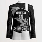 Custom New Zealand Silver Fern Petanque Blazer Aotearoa Maori Pattern