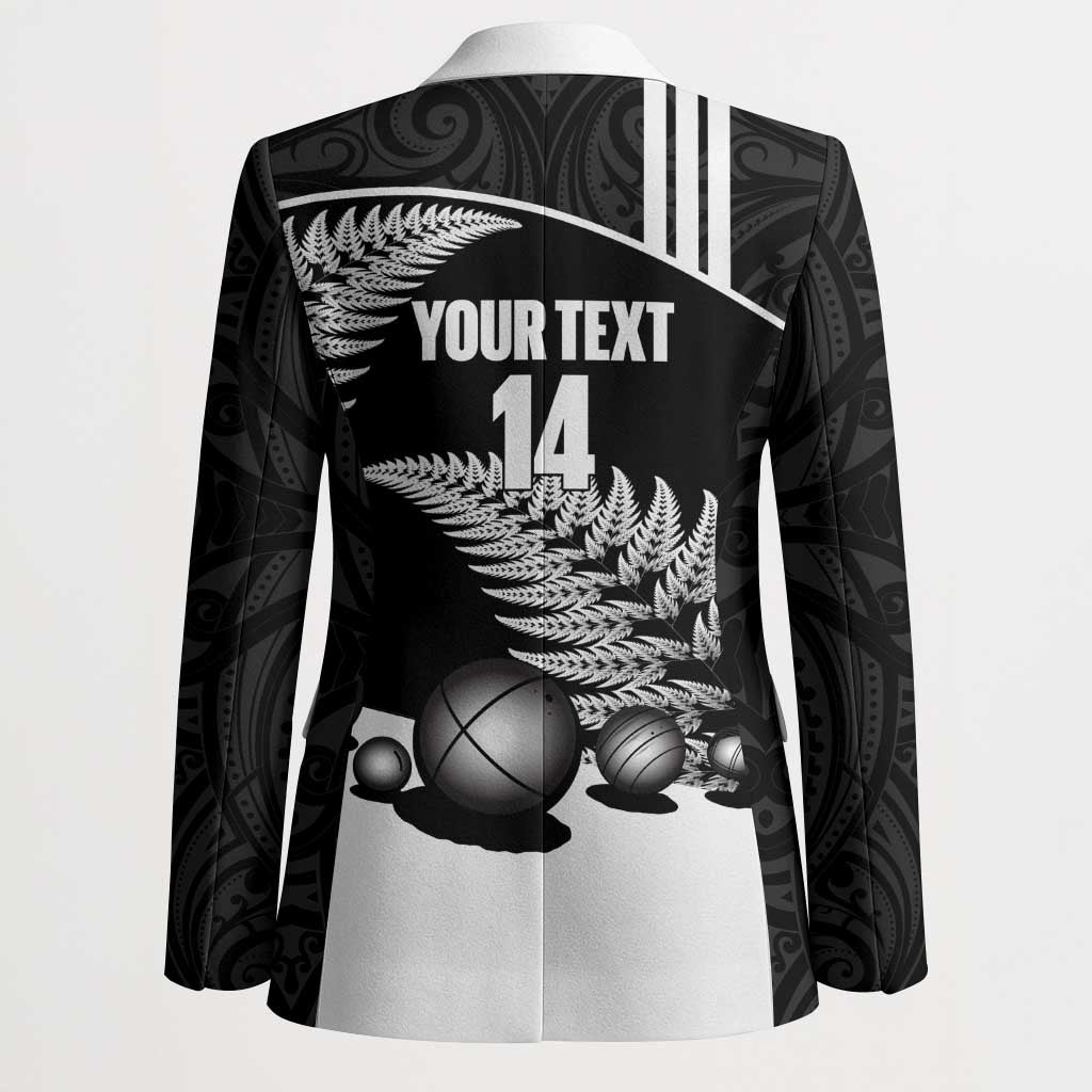 Custom New Zealand Silver Fern Petanque Blazer Aotearoa Maori Pattern