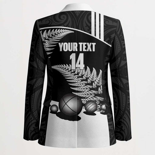 Custom New Zealand Silver Fern Petanque Blazer Aotearoa Maori Pattern