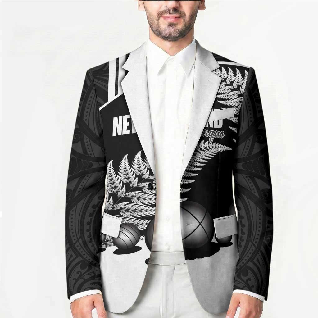 Custom New Zealand Silver Fern Petanque Blazer Aotearoa Maori Pattern